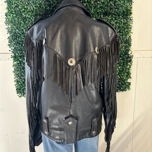 Open Road Brands Black Leather Jacket with Fringe